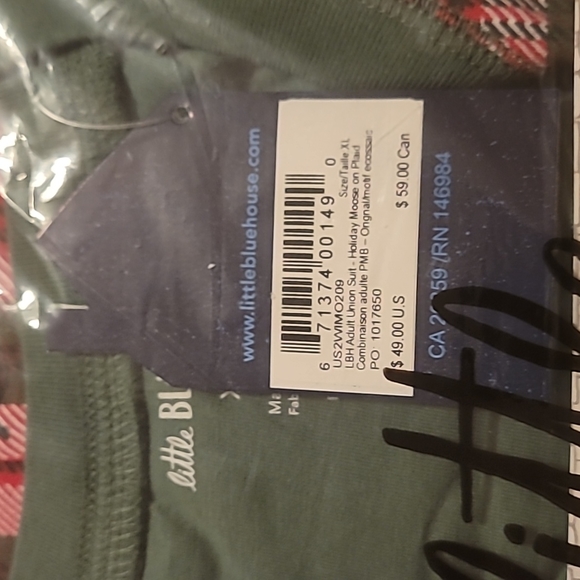 🎄🎄HOLIDAY MOOSE ON PLAID ADULT UNION SUIT🎄🎄 - Picture 12 of 12